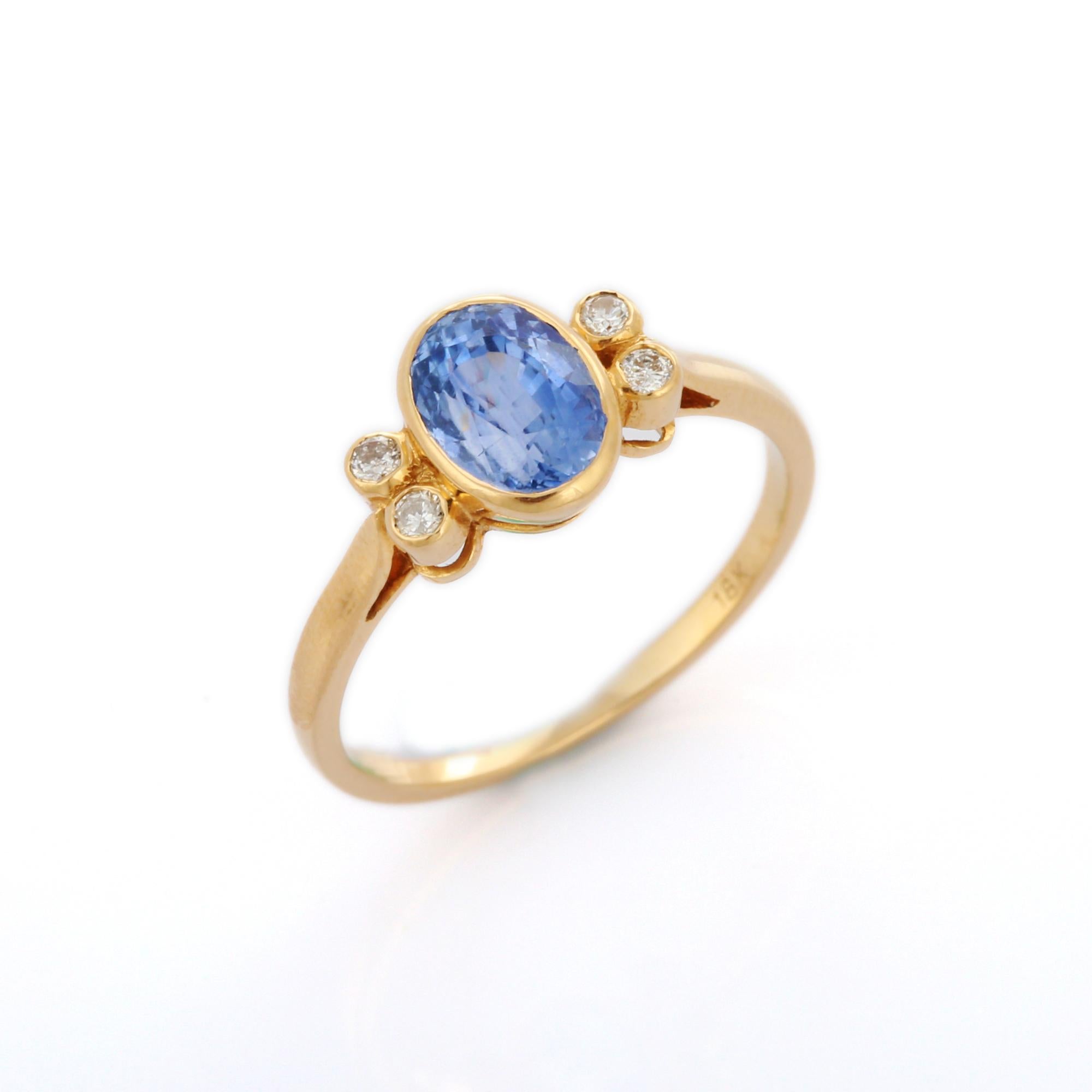 For Sale:  Blue Sapphire and Diamond Wedding Ring in 18K Yellow Gold 5
