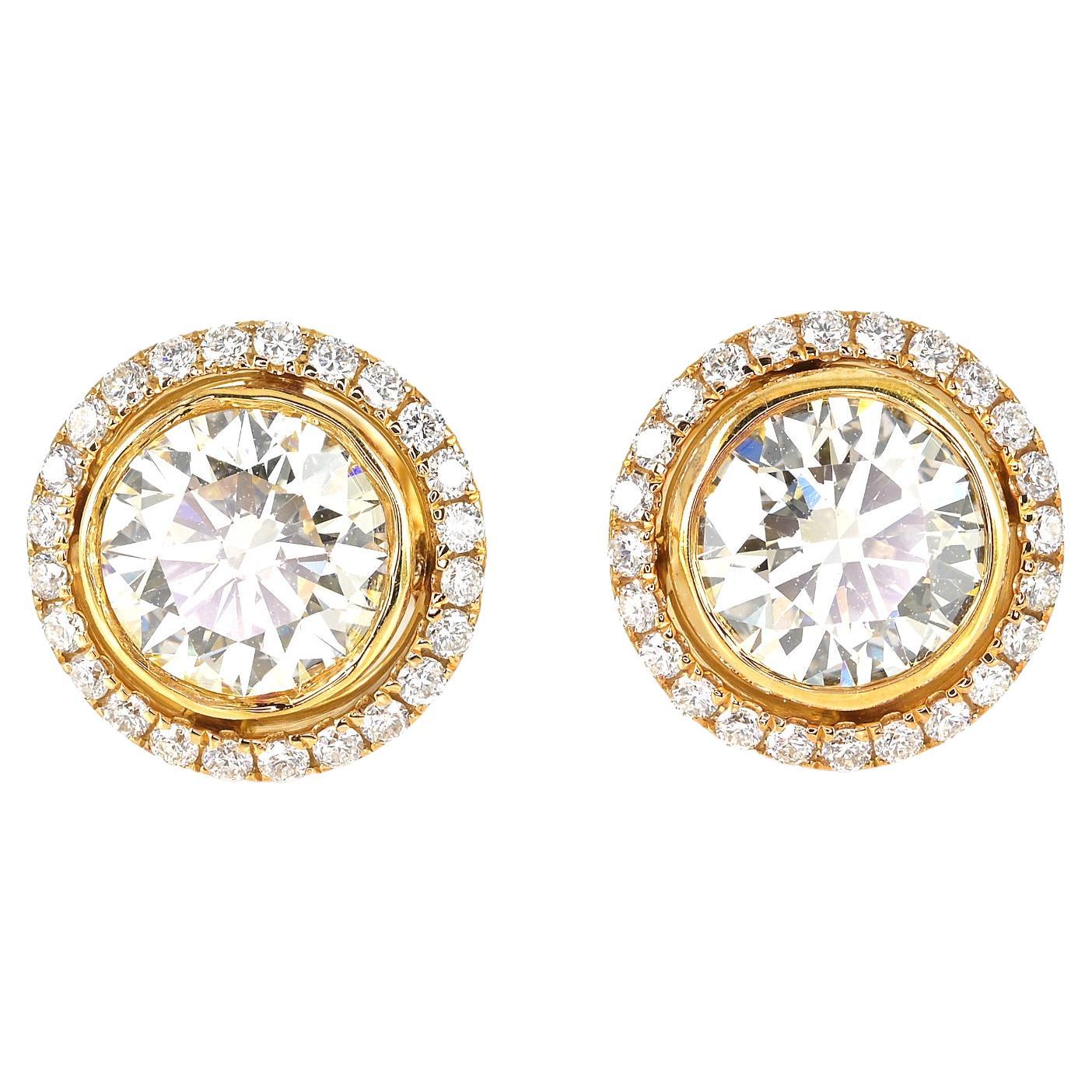 2.08 Ct Diamant Solitaire Target Boucles d'oreilles or 18 KT