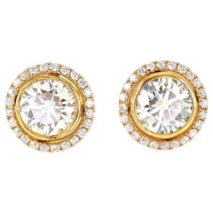 2.08 Ct Diamond Solitaire Target Stud Earrings 18 KT gold