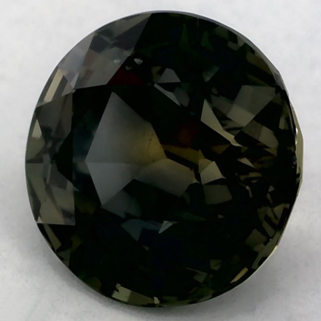 Round Cut 2.08 Ct Green Sapphire Round Loose Gemstone For Sale