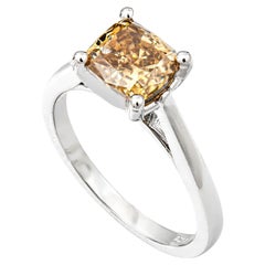 2.08 Ct Natural Fancy Brown Yellow Diamond Ring, No Reserve Price