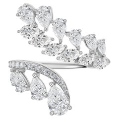 2.08 Ct Natural SI/H Pear & Marquise Diamond Wrap Ring 18K White Gold