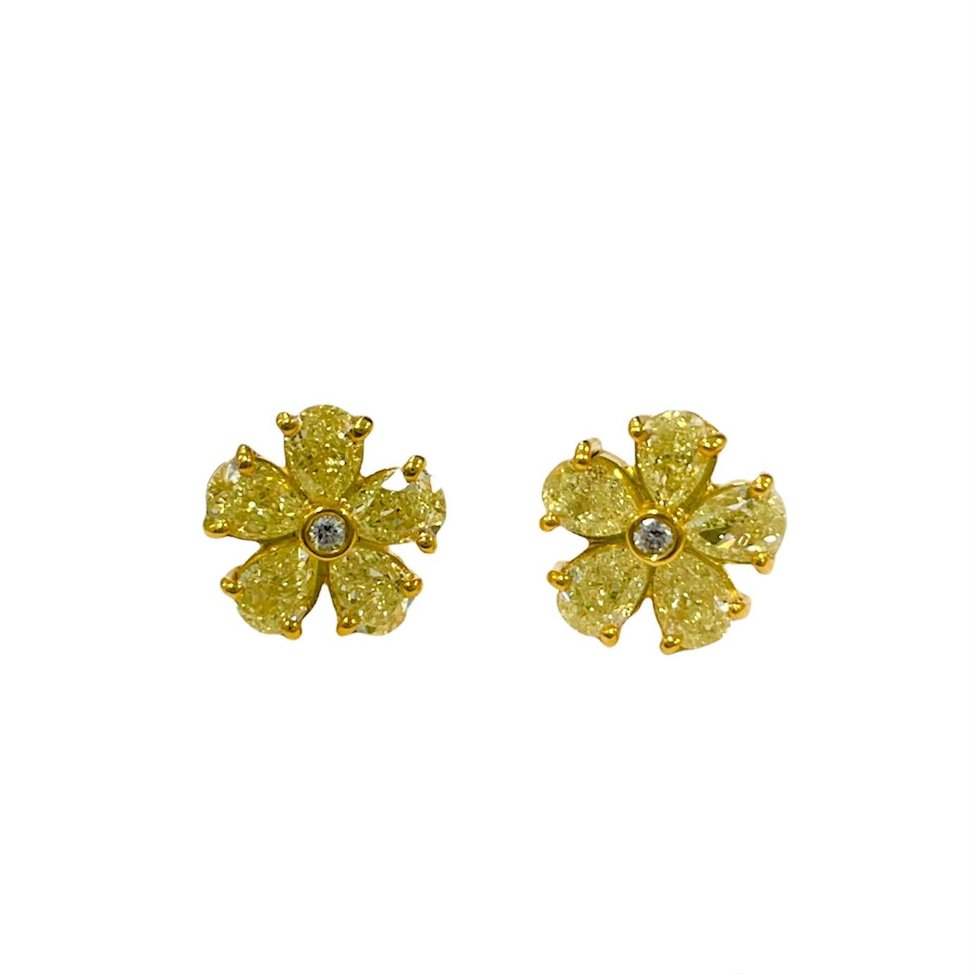 2,08 Karat natürliche gelbe Diamant-Ohrringe (Moderne) im Angebot
