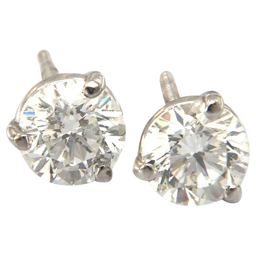 2.08 CTW Diamond Stud Earrings in 14K, Certified For Sale