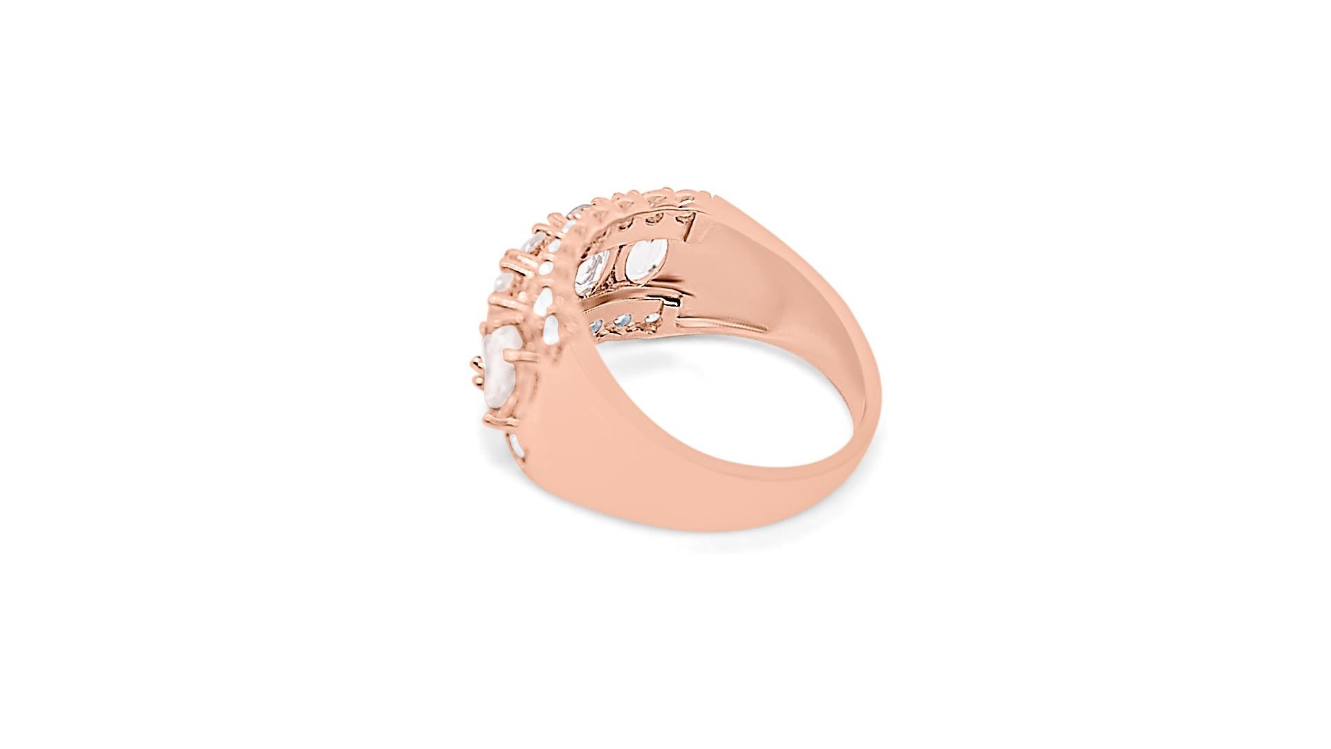 Round Cut 2.08 Ctw Natural Morganite 925 Sterling Silver Rose Gold Plated Bridal Ring     For Sale