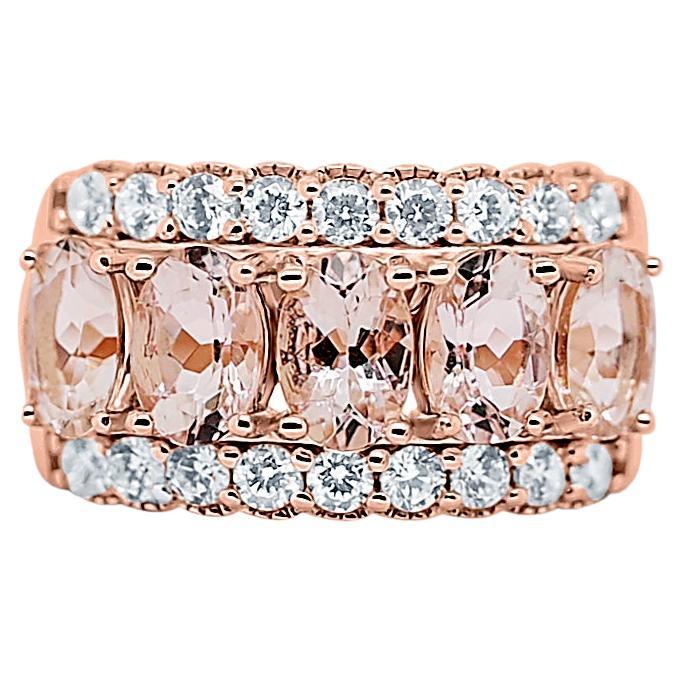 2.08 Ctw Natural Morganite 925 Sterling Silver Rose Gold Plated Bridal Ring     For Sale