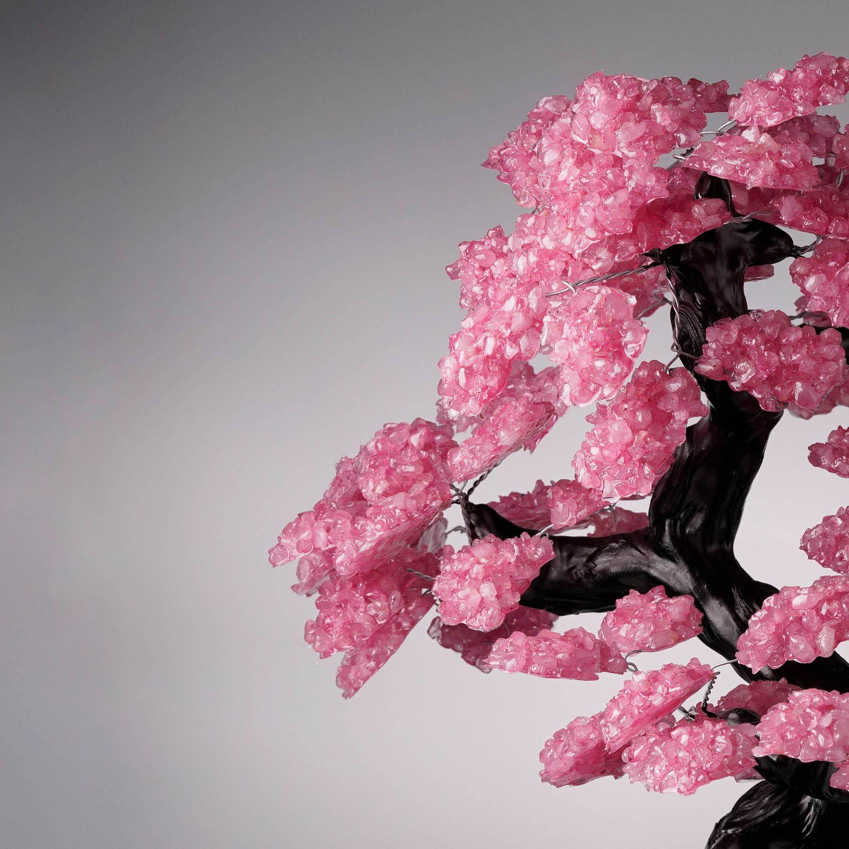 20.8 Lb. Tree en quartz rose sur base en grappe d'améthystes en vente 1