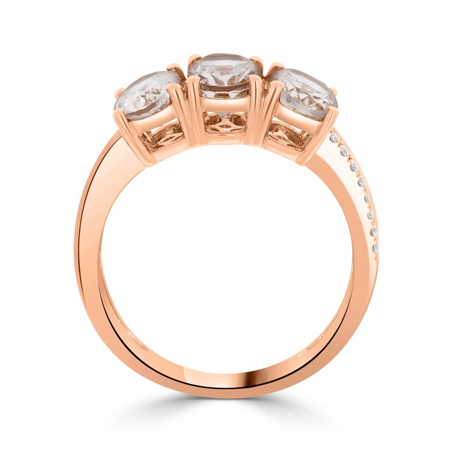 Bagues en or rose 14 carats avec Morganite de 2,08 carats et diamants de 0,07 carat en vente 1