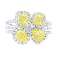 2.08 Total Carat Four-Stone Yellow Diamond Ring