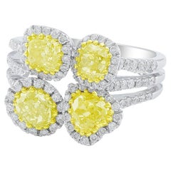 2.08 Total Carat Four-Stone Yellow Diamond Ring
