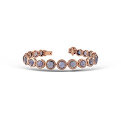 20.80 Carat Clear Sapphire Colse setting Bracelet in 18k Rose Gold