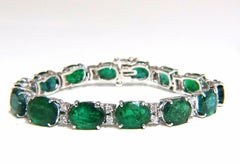 20.80 Carat Green Natural Emerald Diamonds Tennis Bracelet 14 Karat G/VS