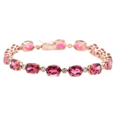 20.80 Carats Natural Pink Tourmaline and Diamond Bracelet Set in 18K Rose Gold