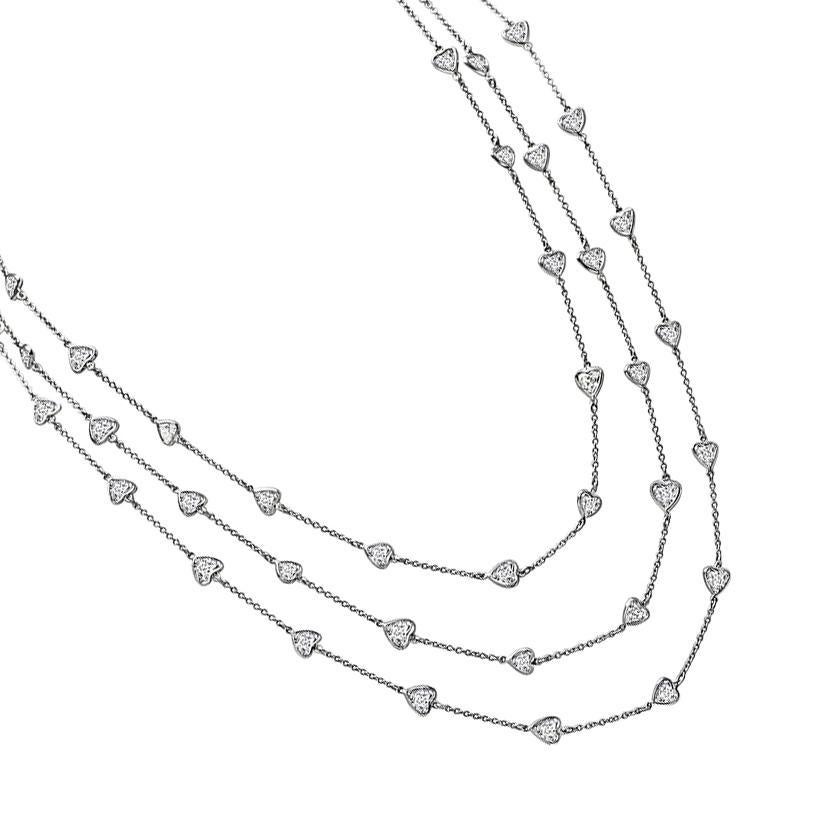 Heart Cut 20.80ct Diamond By The Yard Necklace For Sale