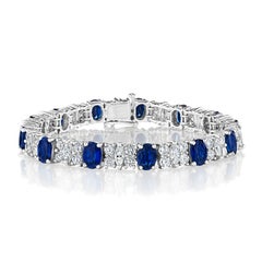 20.80ct Oval Sapphire & Marquise Diamond Bracelet in Platinum
