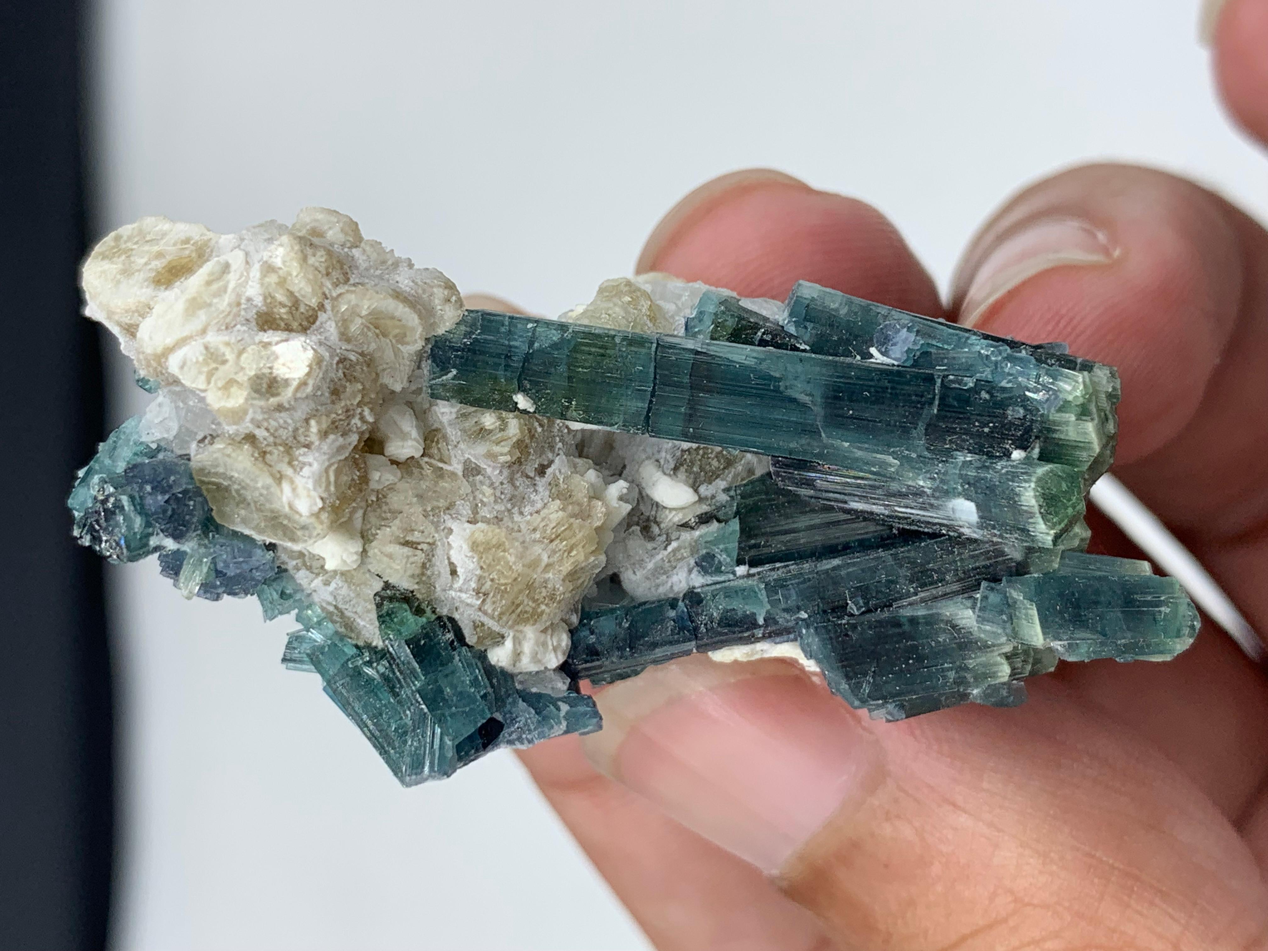 Other 20.81 Gram Indicolite Blue Tourmaline Crystal With Albite From Afghanistan  For Sale
