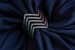 20.84 Carat Coloured Sapphire, Ruby, Tsavorite, Amethyst Chevron Cuff in 18K