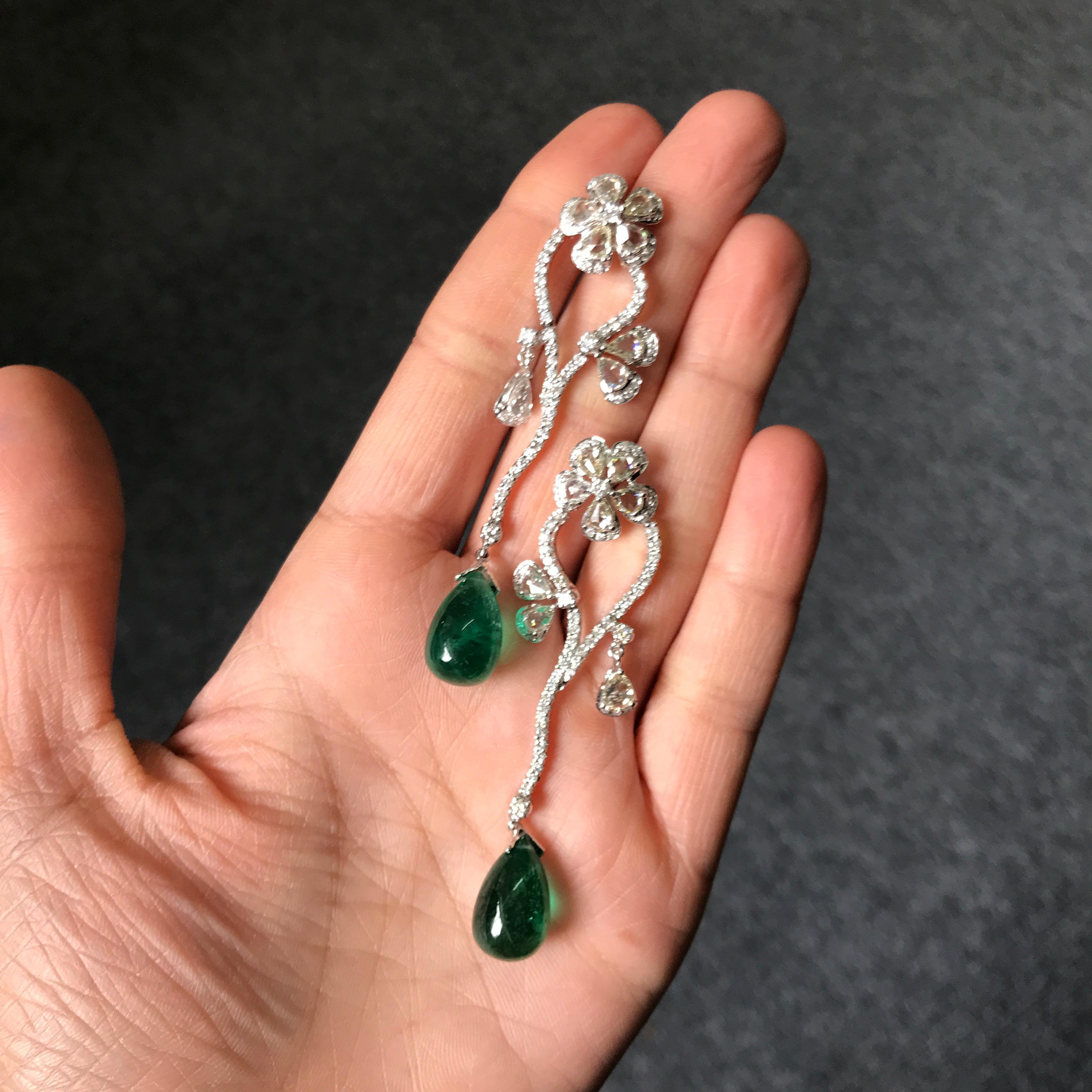 Modern 19.91 Carat Emerald Drops (Loose Stone Only)