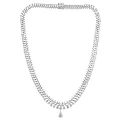 20.88 Carat Diamond SI/H Fringe Necklace 14 Karat White Gold