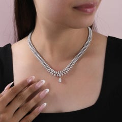 20.88 Carat Diamond SI/H Fringe Necklace 18 Karat White Gold