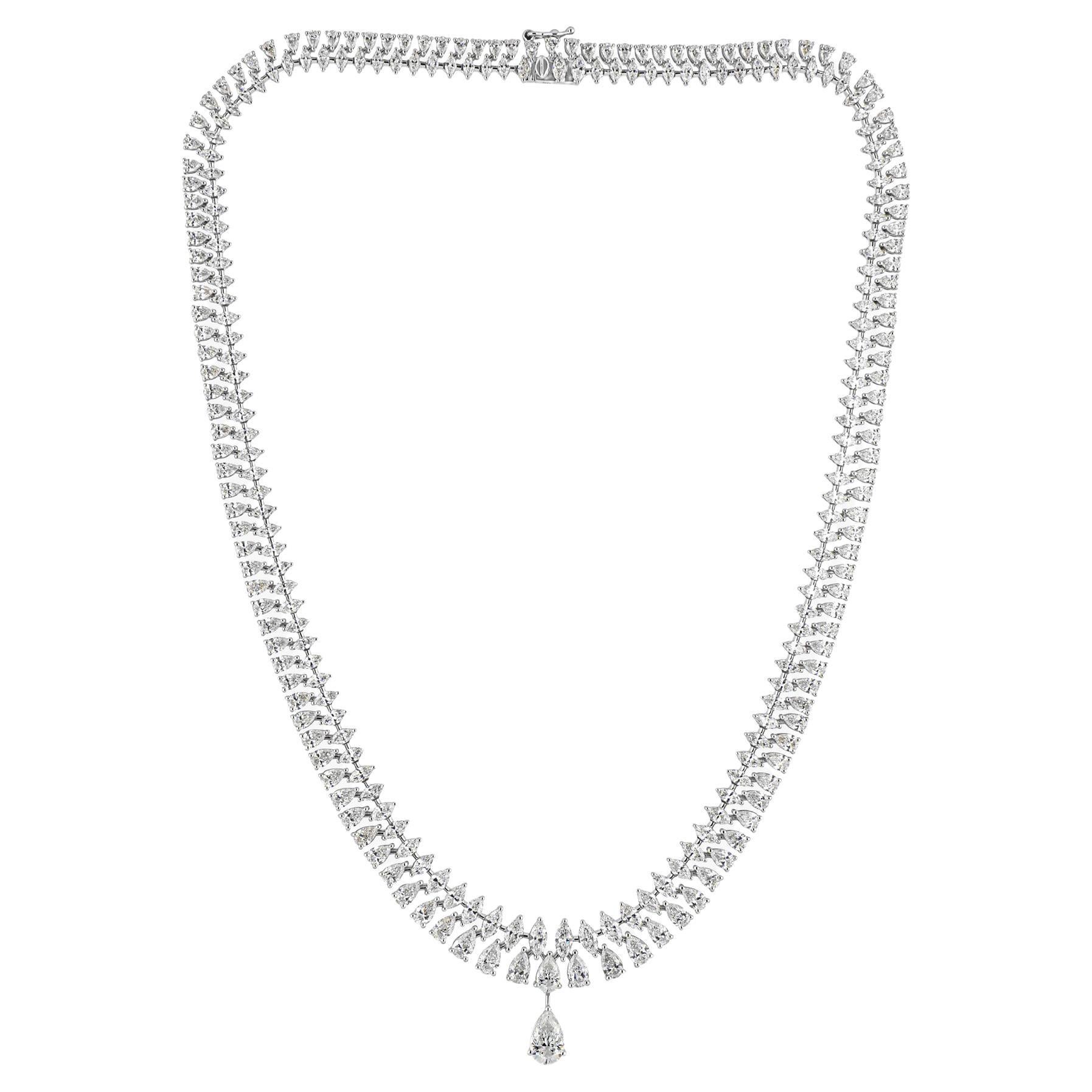 20,88 Quilates Diamante Natural SI/H Collar Gargantilla de Boda Oro Blanco 14 Kilates