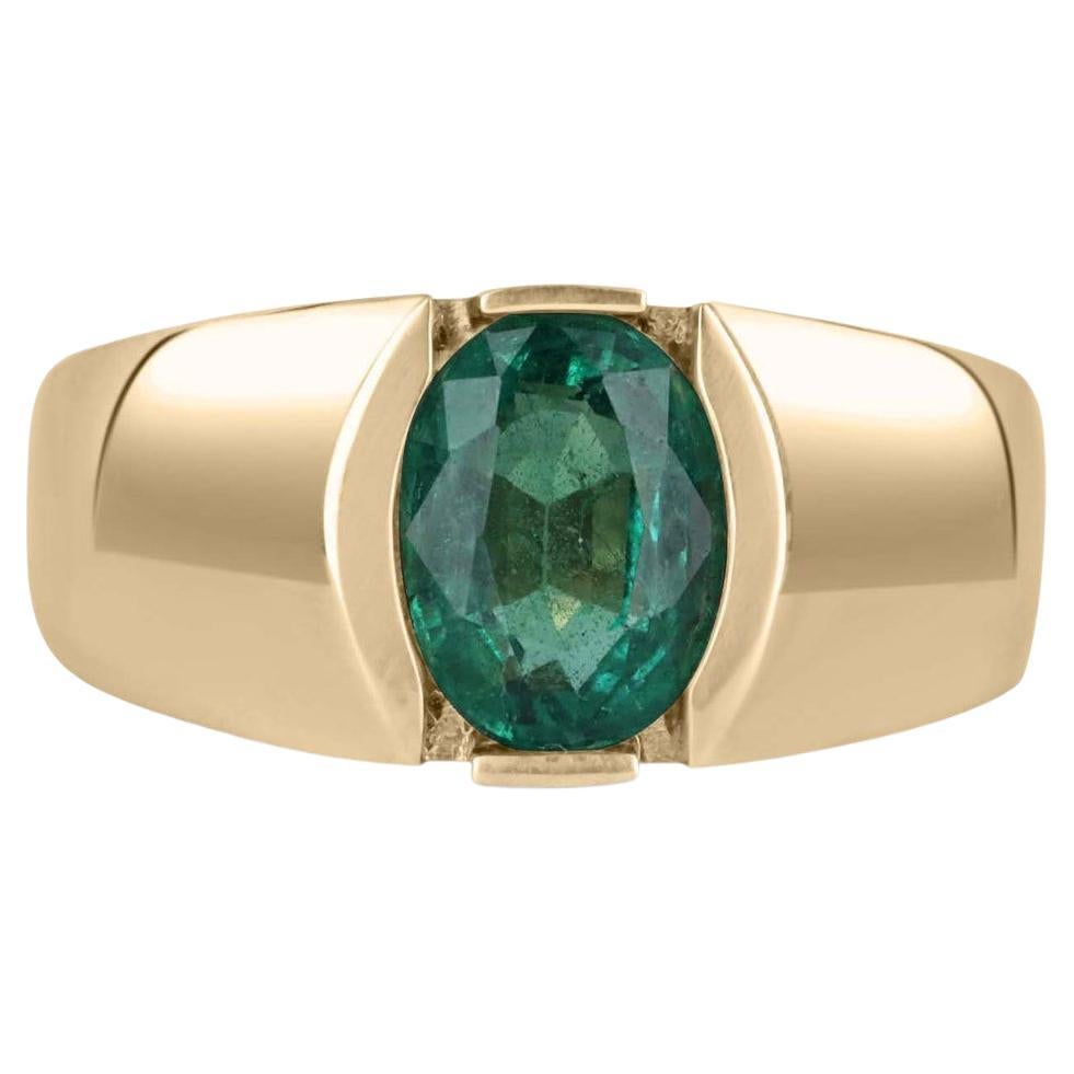 2.08ct 14K Oval Emerald Solitaire Ring