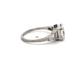 2.08ct Asscher, Emerald & Baguette Diamond Platinum Engagement Ring (G–H VS–SI)