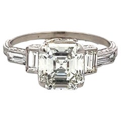 2,08ct Asscher, Smaragd & Baguette Diamant Platin Verlobungsring (G-H VS-SI)
