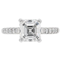Used 2.08ct H VVS1 Square Emerald Cut Diamond Platinum Engagement Ring