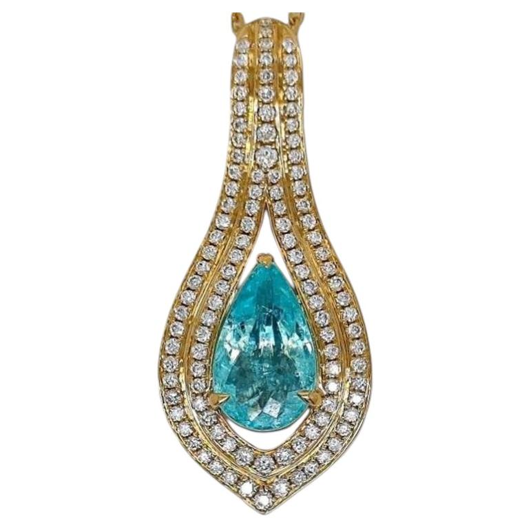 Collana con tormalina Paraíba blu-verdastra dai riflessi ramati intensi da 2,08 ct, in oro 18 carati