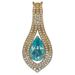 2.08ct Intense Copper-Bearing Greenish Blue Paraiba Tourmaline Necklace 18K Gold