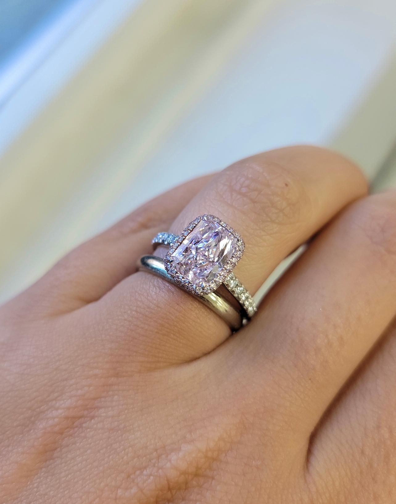 2,08 Karat Hellrosa Langer strahlender VS2 GIA Ring 1