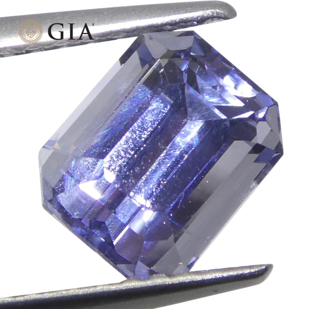 2.08ct Octagonal/Emerald Cut Light Bluish Violet Sapphire GIA Certified Sri Lank For Sale 6