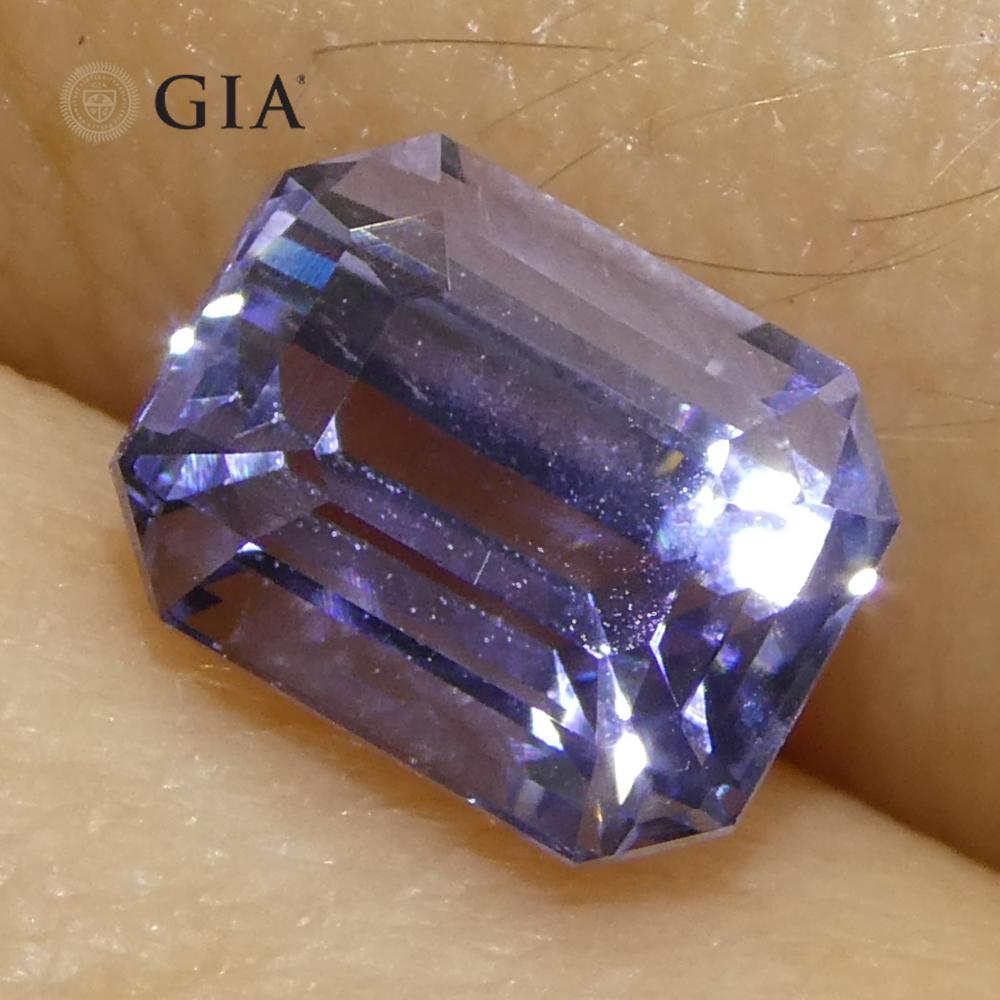 2.08ct Octagonal/Emerald Cut Light Bluish Violet Sapphire GIA Certified Sri Lank For Sale 8