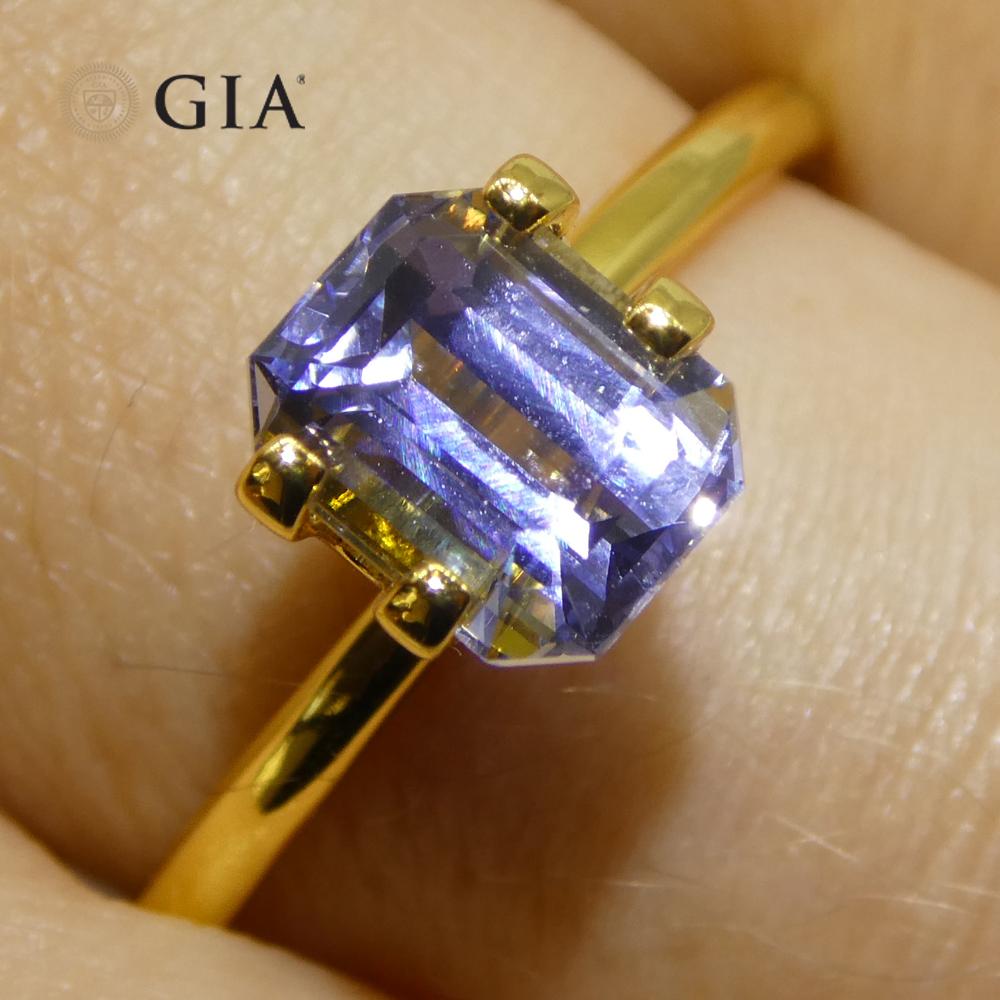 2.08ct Octagonal/Emerald Cut Light Bluish Violet Sapphire GIA Certified Sri Lank For Sale 9