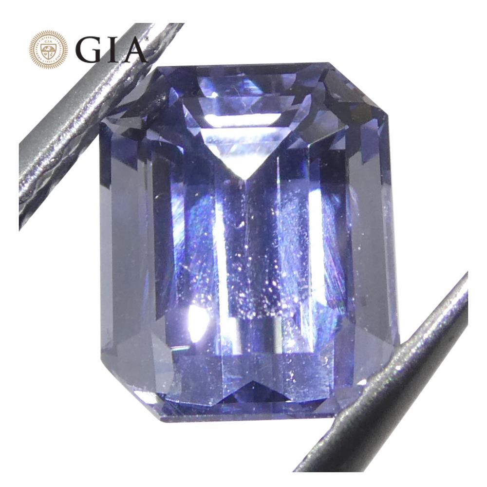 Octagon Cut 2.08ct Octagonal/Emerald Cut Light Bluish Violet Sapphire GIA Certified Sri Lank For Sale