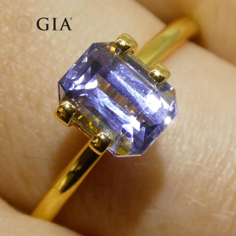 2.08ct Octagonal/Emerald Cut Light Bluish Violet Sapphire GIA Certified Sri Lank In New Condition For Sale In Toronto, Ontario