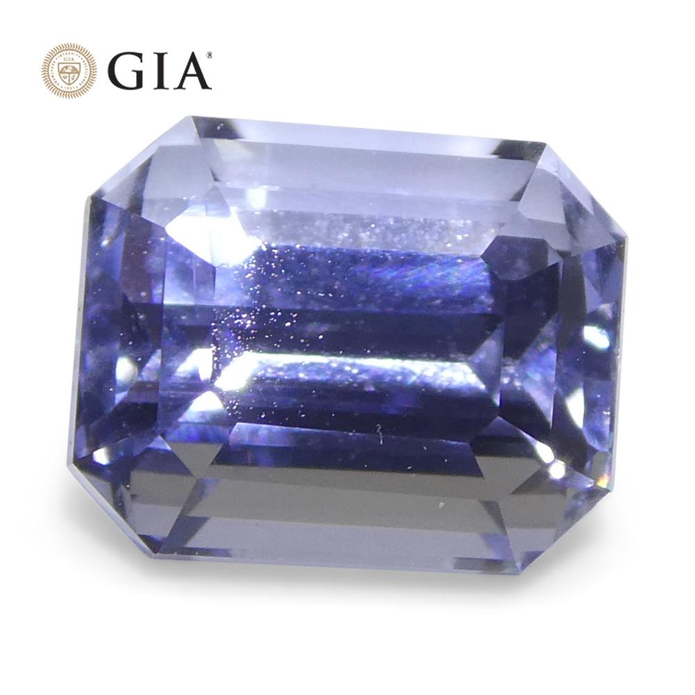 Women's or Men's 2.08ct Octagonal/Emerald Cut Light Bluish Violet Sapphire GIA Certified Sri Lank For Sale