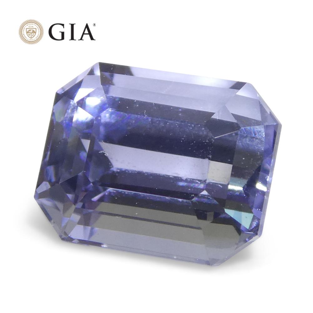 2.08ct Octagonal/Emerald Cut Light Bluish Violet Sapphire GIA Certified Sri Lank For Sale 3