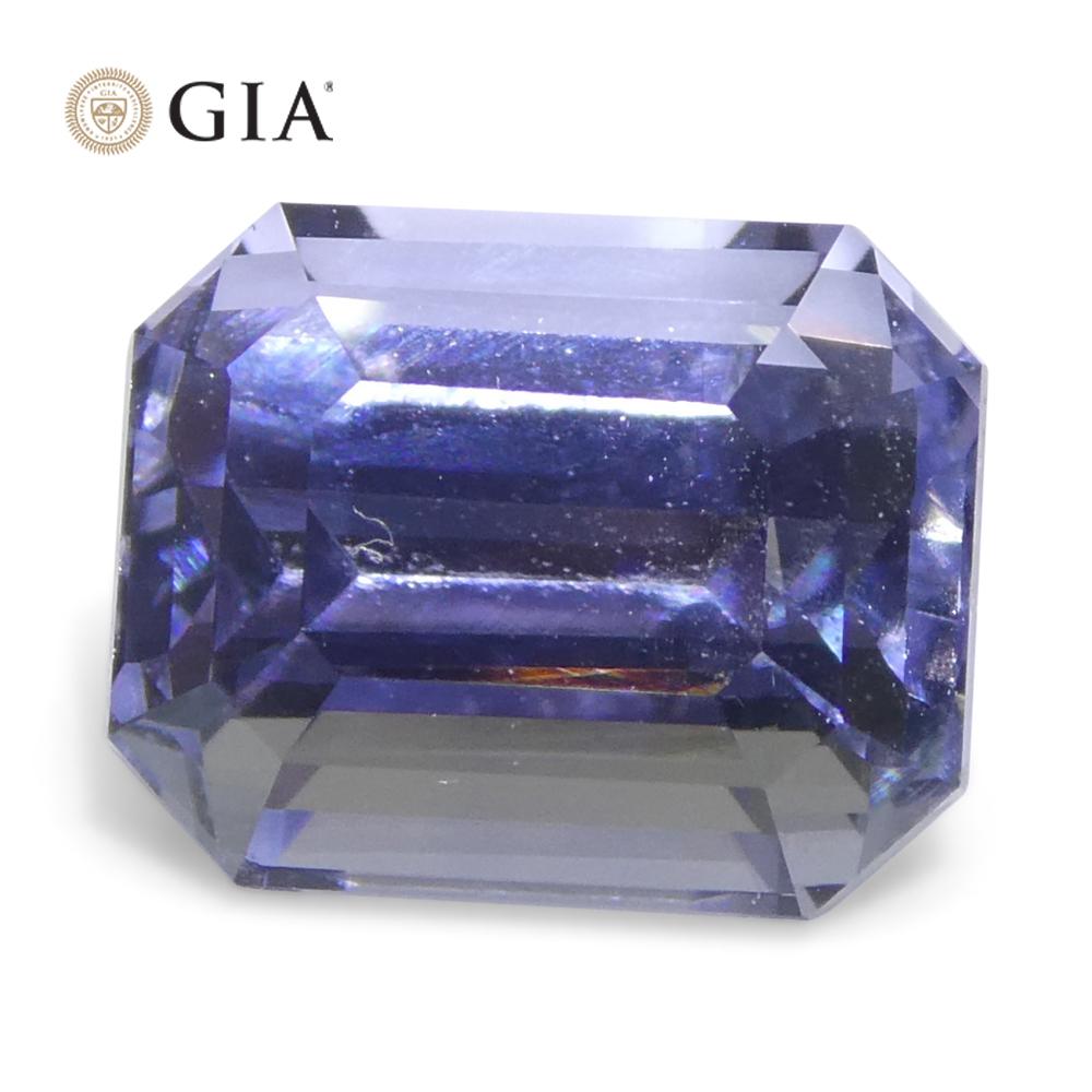 2.08ct Octagonal/Emerald Cut Light Bluish Violet Sapphire GIA Certified Sri Lank For Sale 4