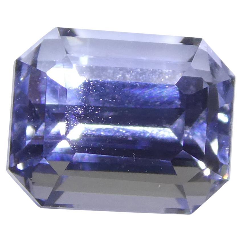 2.08ct Octagonal/Emerald Cut Light Bluish Violet Sapphire GIA Certified Sri Lank For Sale