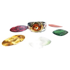 Anello con granato mandarino ovale 2,08ct in oro bianco e giallo 18ct