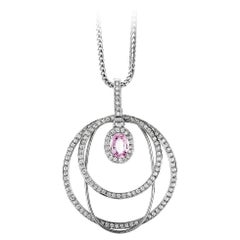 Halskette mit Anhänger aus Weißgold mit 2,08 Karat rosa Saphir und 1,37 Karat Diamant