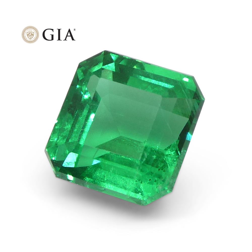 Émeraude verte carrée/octobre 2,08 carats certifiée GIA, Zambie en vente 6