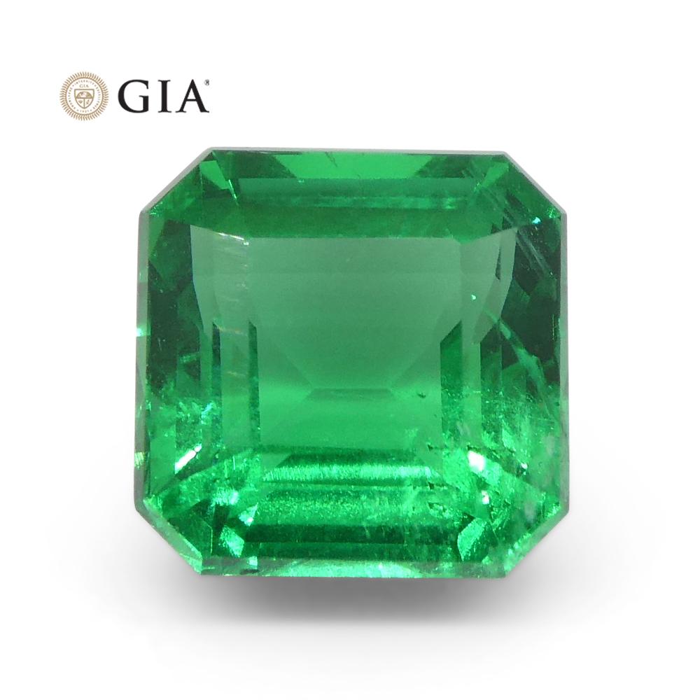 Émeraude verte carrée/octobre 2,08 carats certifiée GIA, Zambie en vente 7