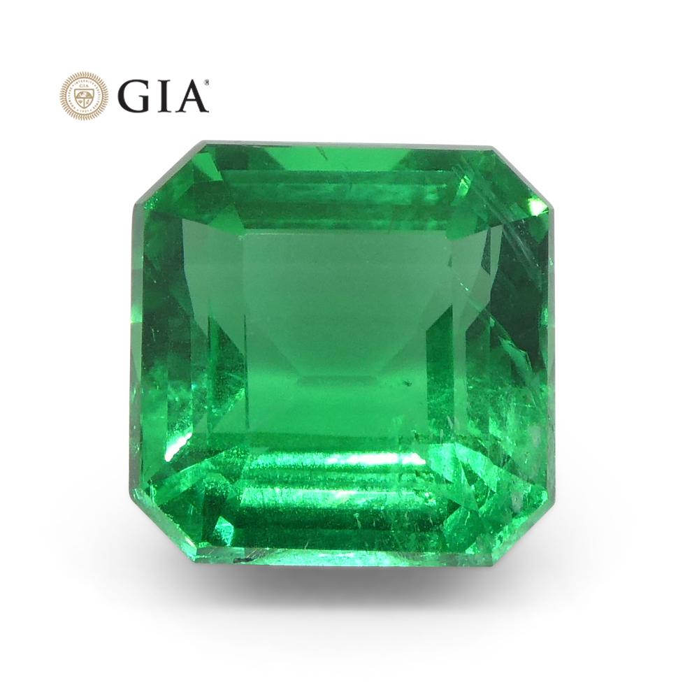 Émeraude verte carrée/octobre 2,08 carats certifiée GIA, Zambie en vente 2