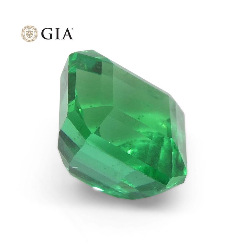 Émeraude verte carrée/octobre 2,08 carats certifiée GIA, Zambie en vente 3