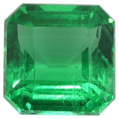 2.08 Carat Square/Octagonal Green Emerald GIA Certified Zambia