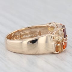 2.08ctw Mexican Fire Opal Garnet Citrine Cluster Ring 14k Yellow Gold Size 7
