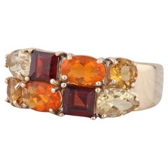 2.08ctw Mexican Fire Opal Garnet Citrine Cluster Ring 14k Yellow Gold Size 7